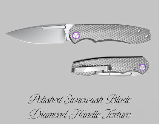 Dawn Polished Stonewash Blade / Diamond Handle Texture